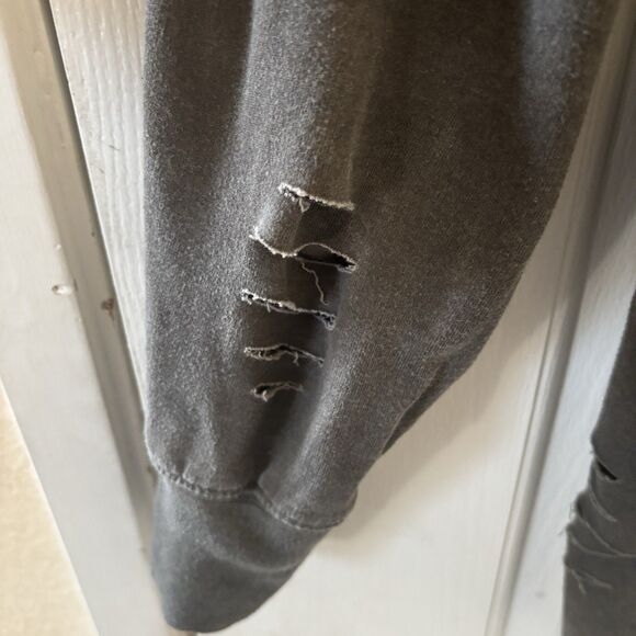 Men Thrashed Quarter Zip Pullover Hoodie Gray Size XL Grunge Punk Distressed 90s - Picture 5 of 14